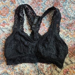 Black lace racerback bralette XOXO size S